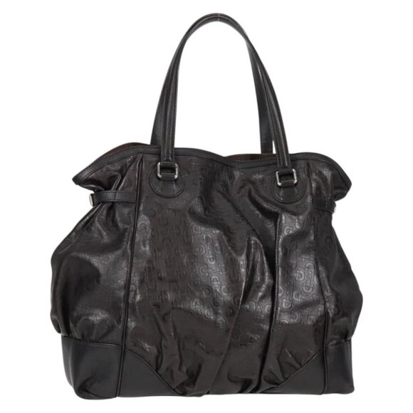 GUCCI Shoulder Bag Leather Black Silver - Picture 1 of 16